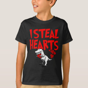Camiseta Robo Corazones Dino T-rex Día de San Valentín Niño