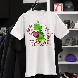 Camiseta Robo corazones, dinosaurio lindo con corazones