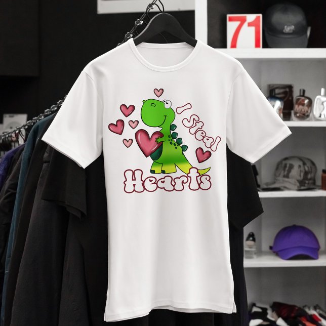 Camiseta Robo corazones, dinosaurio lindo con corazones (Subido por el creador)