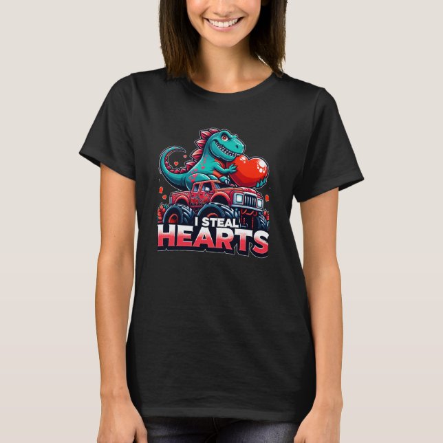 Camiseta Robo corazones Dinosaurio Valentine (Anverso)
