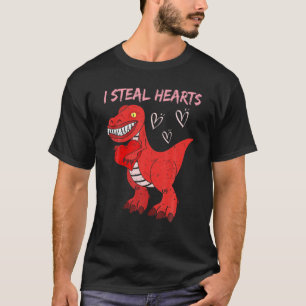 Camiseta Robo Corazones Dinosaurios Gracioso San Valentín