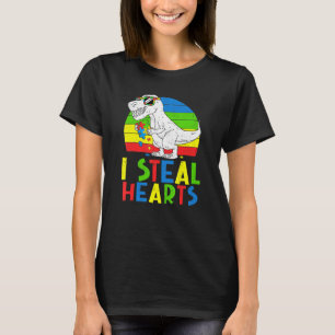 Camiseta Robo corazones Dinosaurios Para Conciencia Del Aut
