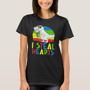 Camiseta Robo corazones Dinosaurios Para Conciencia Del Aut
