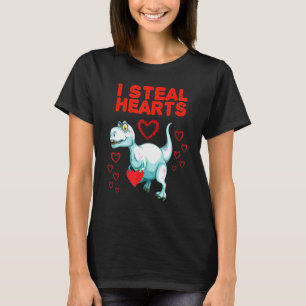 Camiseta Robo corazones dinosaurios Trex Dino Boy Valentine
