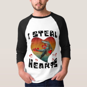 Camiseta Robo corazones divertido dinosaurio día de San Val