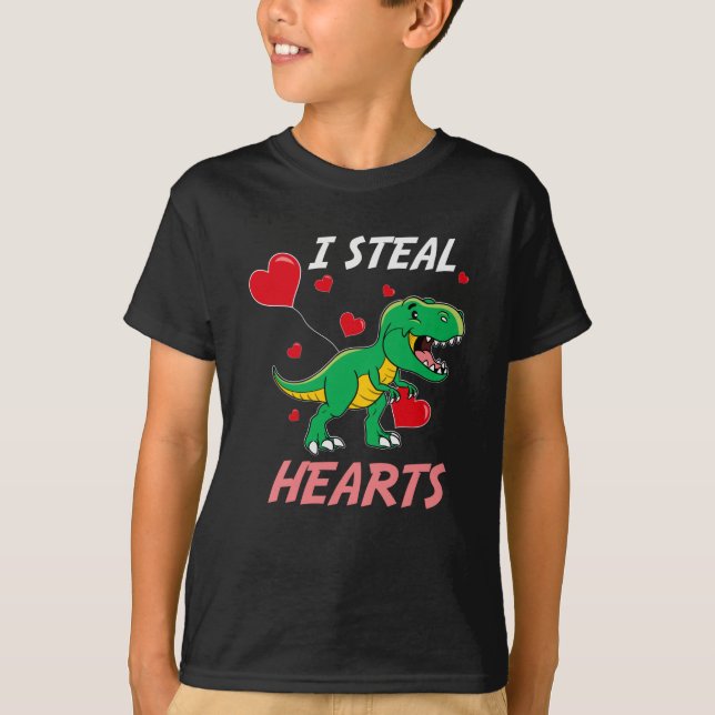 Camiseta Robo corazones divertidos Dinosaurios T Rex Día de (Anverso)