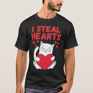 Camiseta Robo corazones gatos adorable niño lindo Valentine