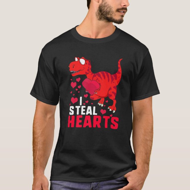 Camiseta Robo corazones niños Día de San Valentín Dinosauri (Anverso)