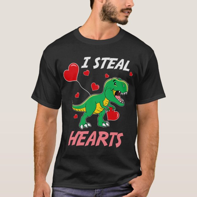 Camiseta Robo corazones niños dinosaurios diseñan Di prehis (Anverso)