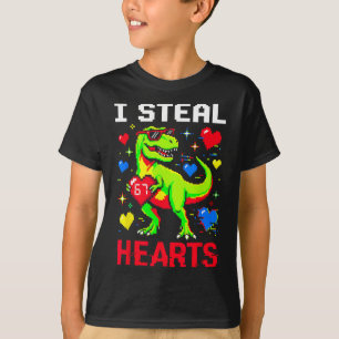 Camiseta Robo Corazones Pixel Dinosaurio Jugador San Valent