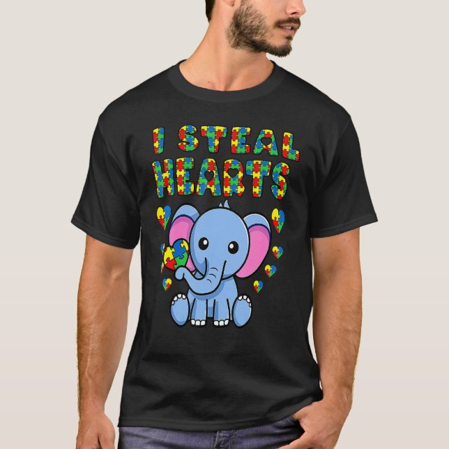 Camiseta Robo Corazones Rompecabezas de Elefante de Concien (Anverso)