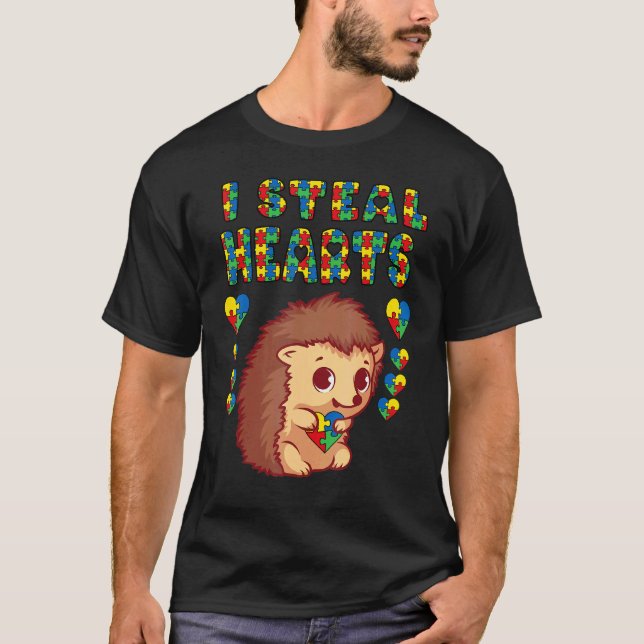 Camiseta Robo Corazones Rompecabezas de Erizo de Concientiz (Anverso)