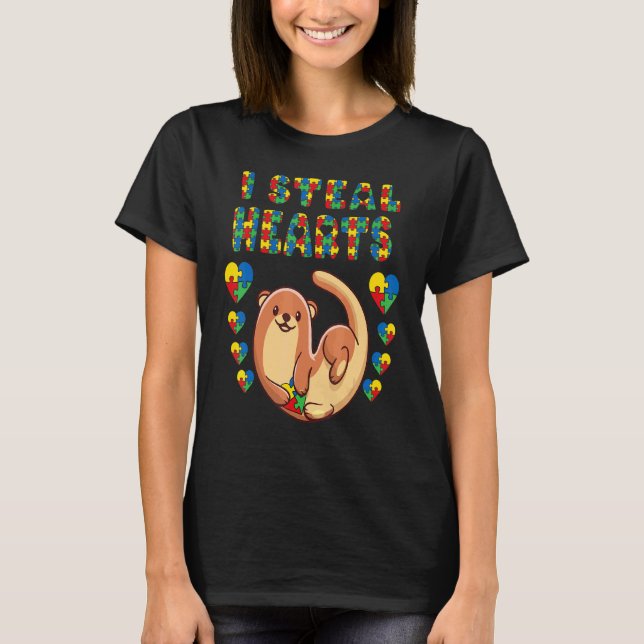 Camiseta Robo Corazones Rompecabezas de Pieza de Nutria de  (Anverso)