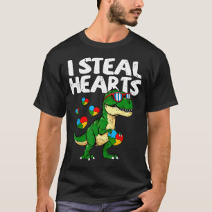 Camiseta Robo Corazones Rompecabezas T-rex Conciencia del A
