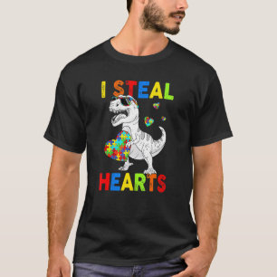 Camiseta Robo Corazones Rompecabezas T Rex Dinosaurios Conc