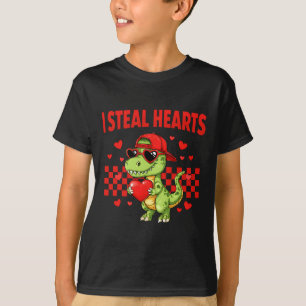 Camiseta Robo Corazones San Valentín Dinosaurio Lindo Amor 