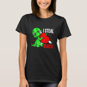 Camiseta Robo Corazones San Valentín Flores Dino Amor D