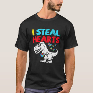 Camiseta Robo corazones Trex Dinosaurio Cute Niño Autismo C