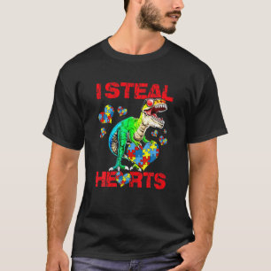 Camiseta Robo corazones Trex Dinosaurio Cute Niño Autismo C