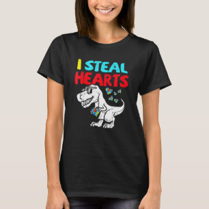 Camiseta Robo Corazones Trex Dinosaurio Lindo Niño Concienc
