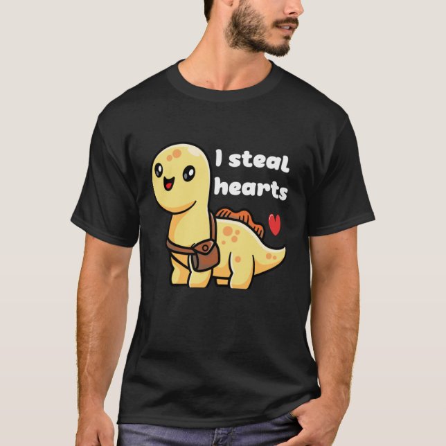 Camiseta Robo dinosaurio El día de San Valentín del corazón (Anverso)