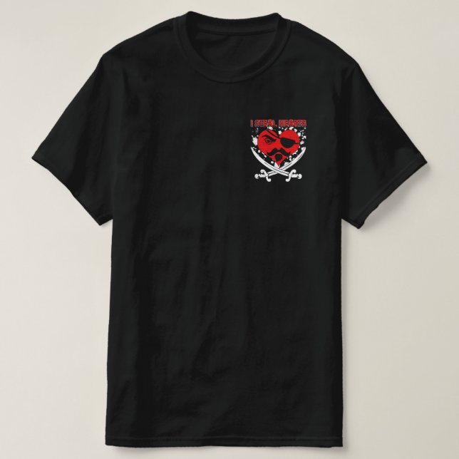 Camiseta Robo el pirata Día de San Valentín del corazón (Diseño del anverso)