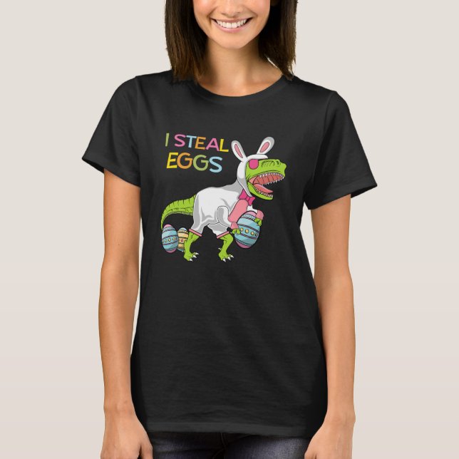 Camiseta Robo Huevos Rex Dinosaur Easter Bunny Egg Costume (Anverso)