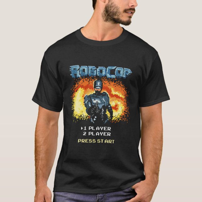 Camiseta Robocop Videojuego Menú Inicio Retrato Pixelado (Anverso)