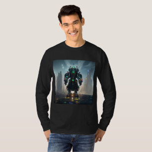 Camiseta Robot 4 hombres negro manga larga
