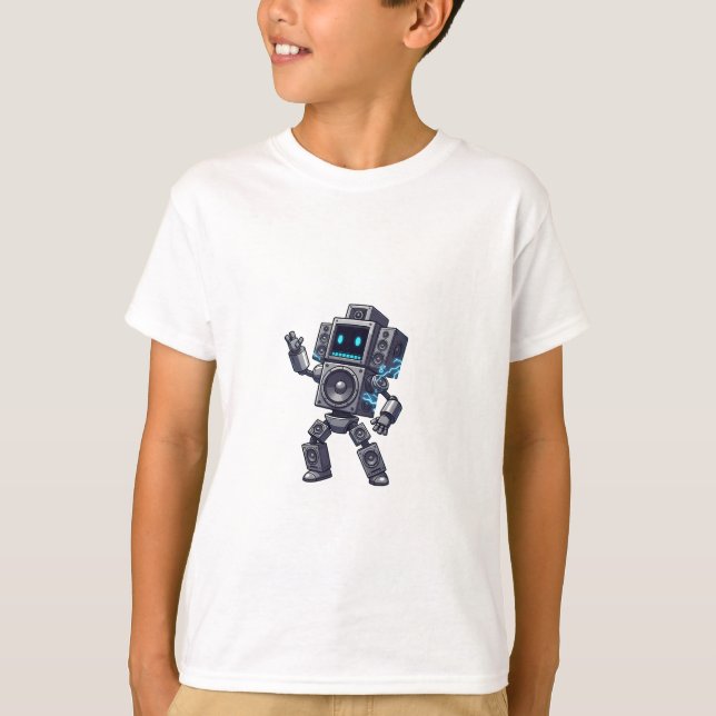 Camiseta Robot Altavoz Retro Pixel Niños (Anverso)