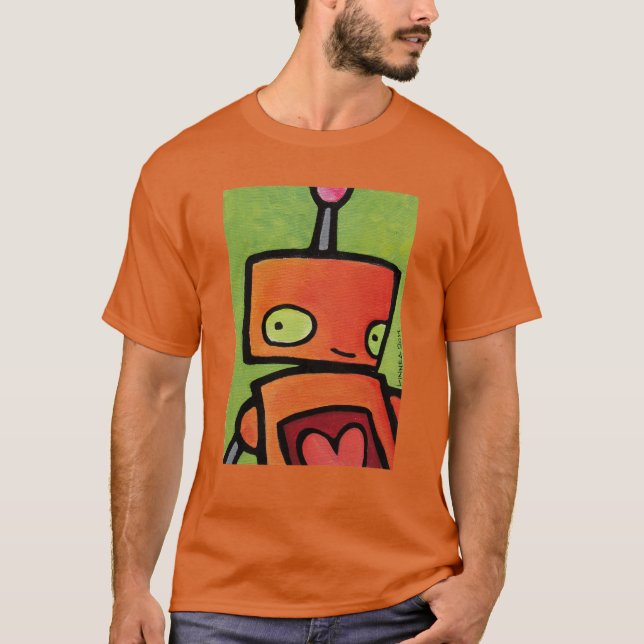 Camiseta Robot anaranjado que le mira (Anverso)