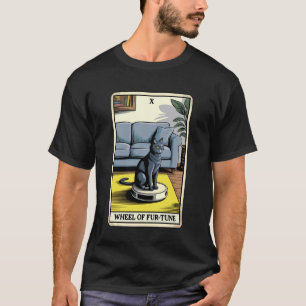 Camiseta Robot aspirador gato carta tarot Rueda de Fur-Tune