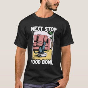 Camiseta Robot Aspiradora Divertido Gato Tazón de Comida Pr