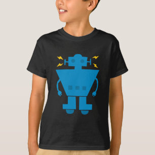 Camiseta Robot azul, dibujo animado, retro, lindo