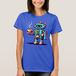 Camiseta Robot Barista - Diseño del Café de Arte Pixel Love