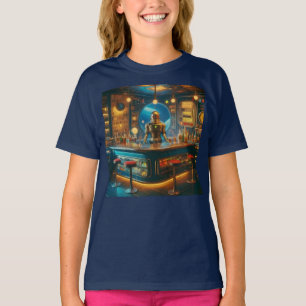Camiseta Robot Bartender en el bar de buceo de la era espac