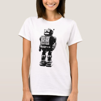 Camiseta Robot blanco y negro del vintage
