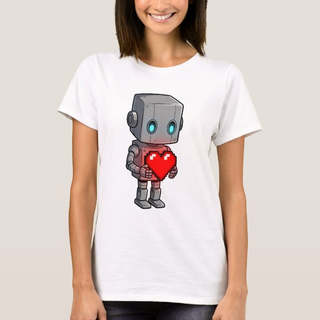 Camiseta Robot Corazón de Pixel (Anverso)
