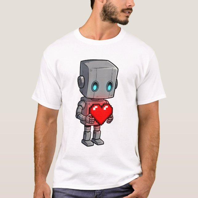 Camiseta Robot Corazón de Pixel (Anverso)