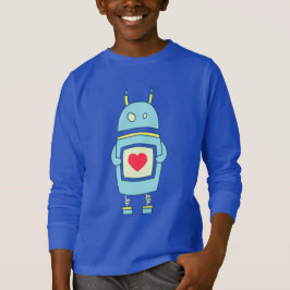 Camiseta Robot Cute Azul Con Manga Larga Para Niños Oscuros