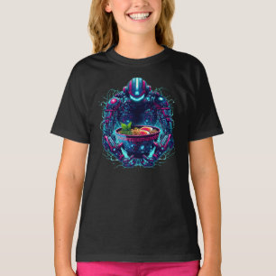 Camiseta Robot de ciberpunk futurista con ramen de comida n
