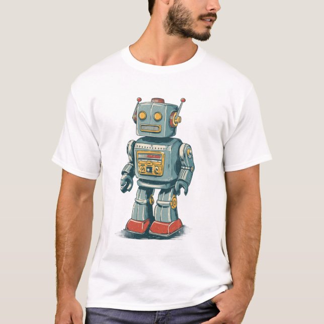 Camiseta Robot de Hojalata Retro — Mecánico de Dibujos Anim (Anverso)