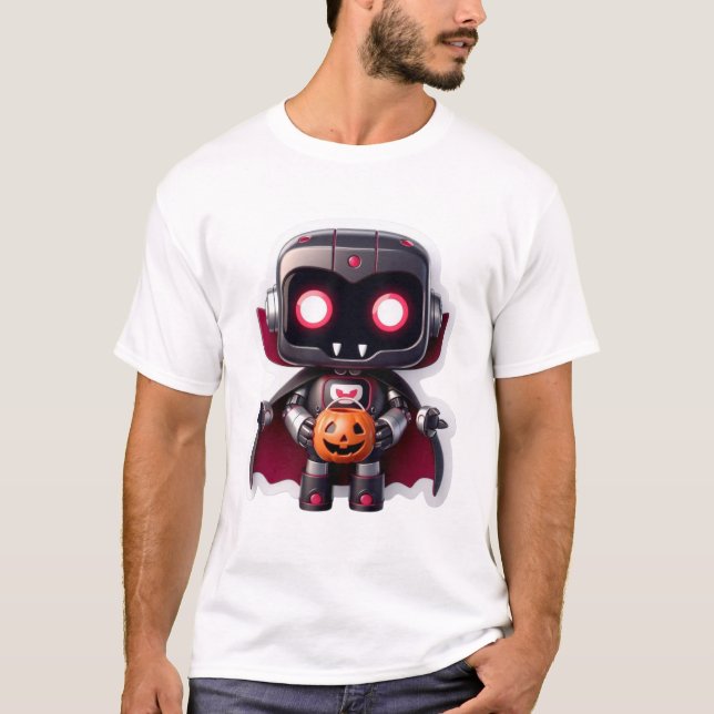 Camiseta Robot de vampiros Halloween Cute Creepe Estilo Tec (Anverso)