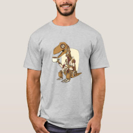 Camiseta Robot Dinosaur Drinking Coffee