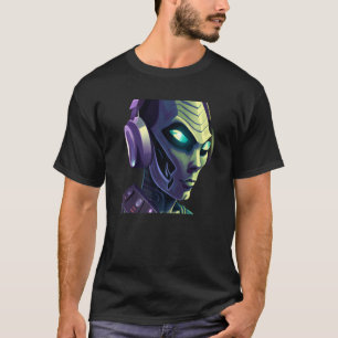 Camiseta Robot DJ Cyborg Alien Techno Música Grabación Frío