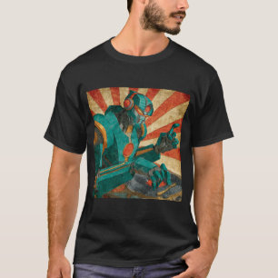 Camiseta Robot DJ en vinilo – Póster Retro Sunburst