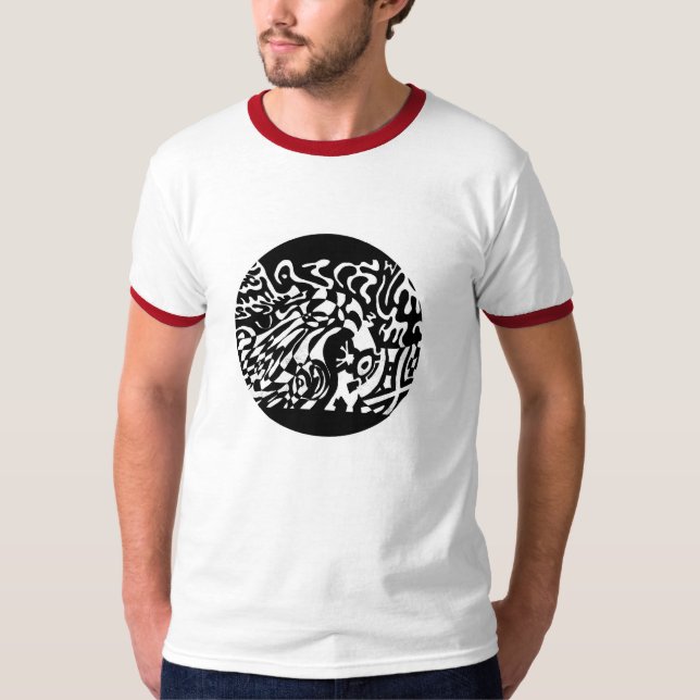 Camiseta "Robot Dreams" B&W Resumen Art (Anverso)