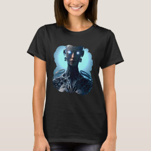 Camiseta Robot Femenino Ciberpunk Cyborg Futurista Único Di