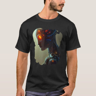 Camiseta Robot Femenino Ciberpunk Cyborg Futurista Único Di