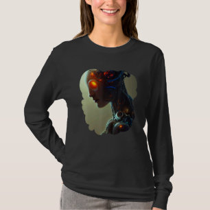 Camiseta Robot Femenino Ciberpunk Cyborg Futurista Único Di